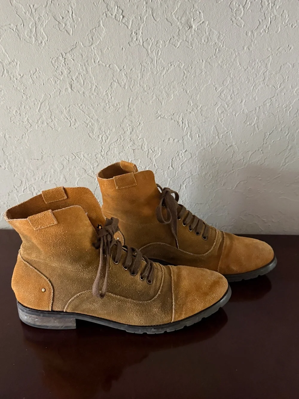 Silver Jeans Co Men’s Tan Distressed Suede Combat Boots Size 10 Military Grunge